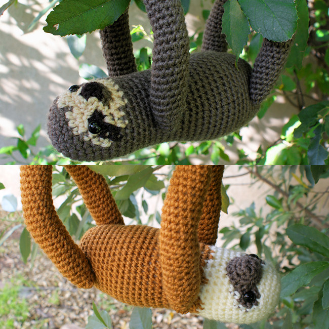 (image for) Three-Toed and Two-Toed Sloths - TWO amigurumi crochet patterns - Click Image to Close
