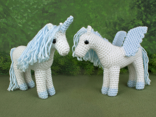 (image for) Horse, Unicorn and Pegasus - THREE amigurumi crochet patterns - Click Image to Close