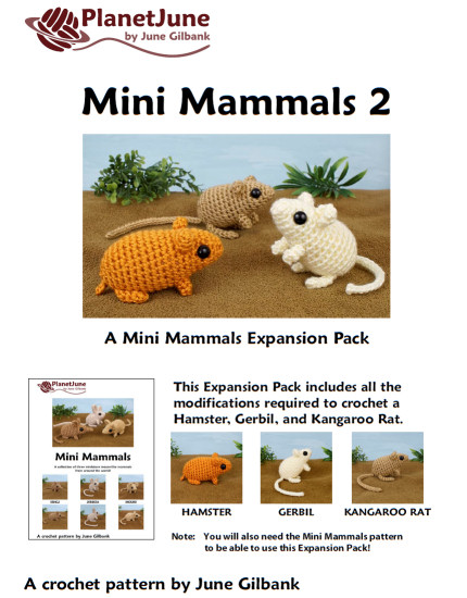 (image for) Mini Mammals 1 & 2 - SIX amigurumi crochet patterns - Click Image to Close