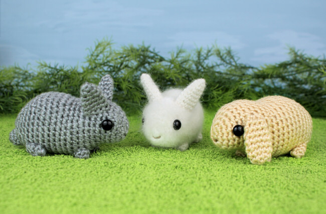 (image for) Baby Bunnies and Pika - FOUR amigurumi crochet patterns - Click Image to Close