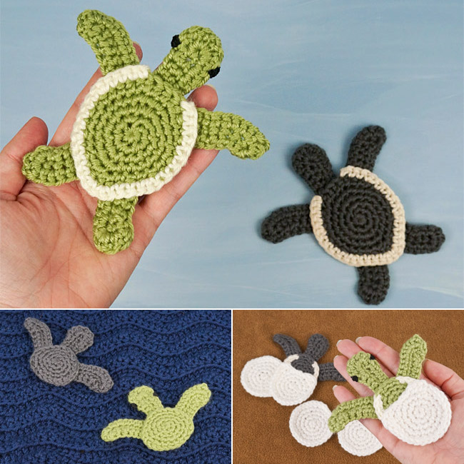 (image for) Baby Sea Turtle Applique & Hatchlings: two applique crochet patterns - Click Image to Close