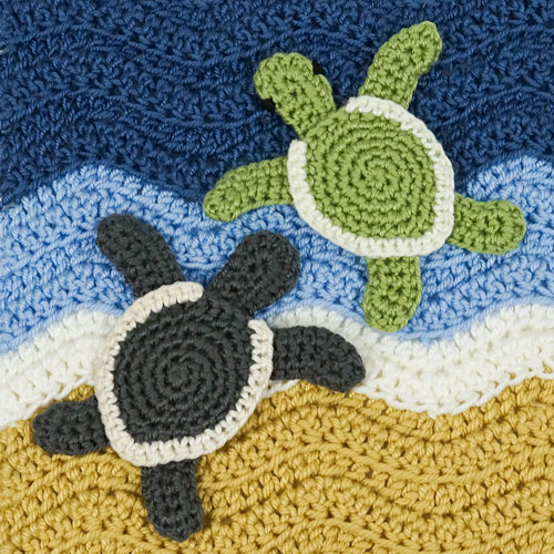 Baby Sea Turtle Applique & Hatchlings: 2 applique crochet patterns - Click Image to Close