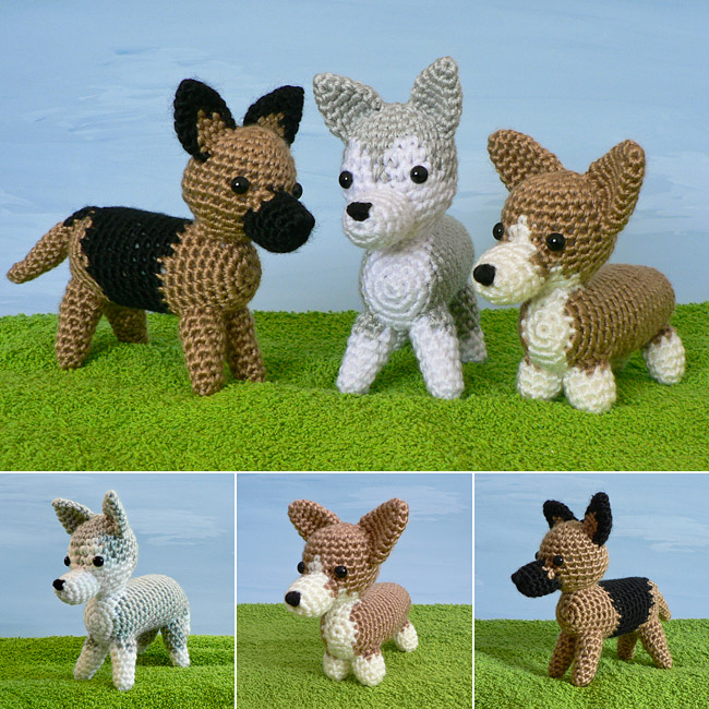 (image for) AmiDogs Set 3 - THREE amigurumi crochet patterns - Click Image to Close