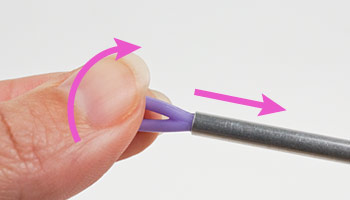 to hold the tool in place, push and twist it into the handle